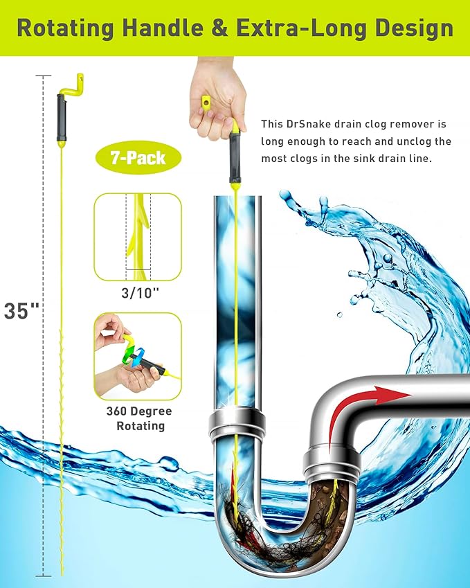 35inch Drain Clog Remover, Drain Cleaner Hair Clog Remover - Image 2