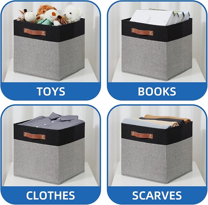 Temary 13 x 13 Storage Cubes Foldable Storage Cubes 4 Pack Canvas Storage Bin - Image 4
