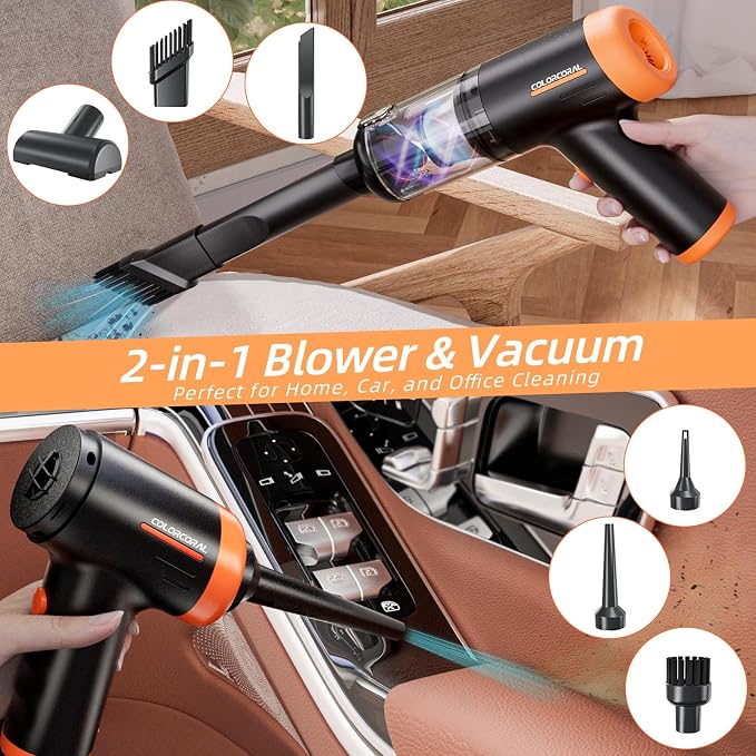 COLORCORAL Handheld Vacuum Cordless Rechargeable 16000Pa High Power Car Vacuum - Image 3