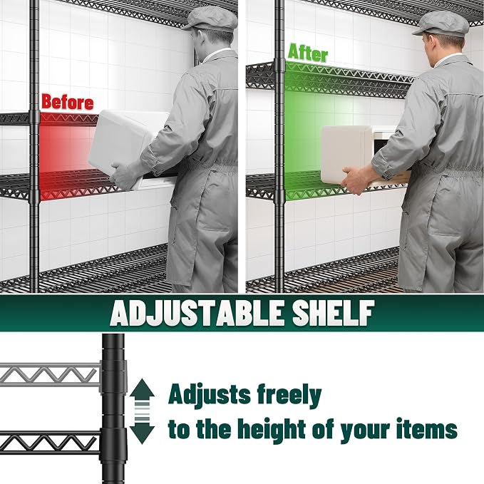 68.1"W Storage Shelves 2500LBS Wire Shelving Unit, Garage Shelving Heavy Duty - Image 7