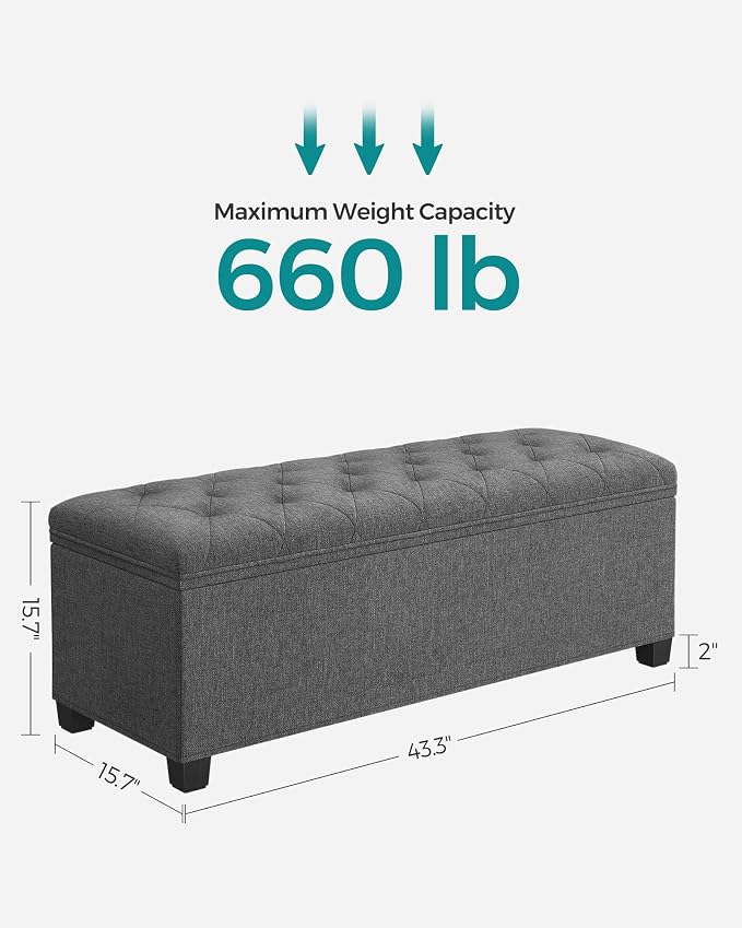 SONGMICS Storage Ottoman Bench, Foot Rest - Image 3