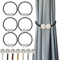 Hion Magnetic Curtain Tiebacks Black 6 Pack, Curtain Tiebacks Buckles Holdbacks by Hion