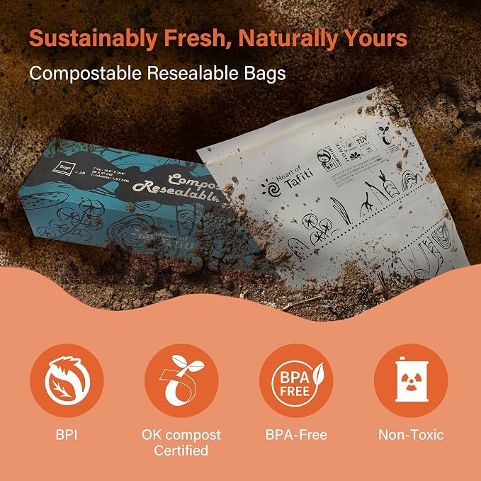 Compostable Food Storage Bags 110 Count, Extra Thick and Reusable, Eco-Friendly - Image 4