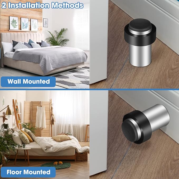 Chumia 30 Pcs Door Stopper Mounted Floor Stops Stainless Steel Cylindrical - Image 3