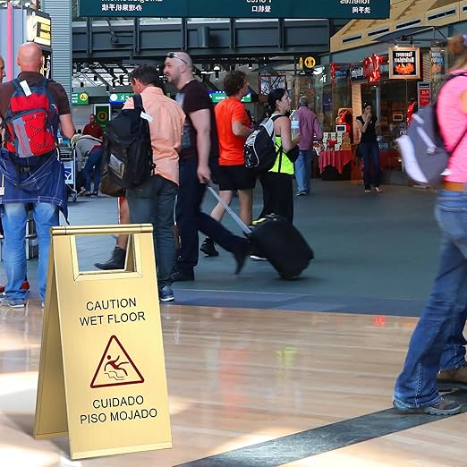 Kigley 2 Pcs Wet Floor Sign, 24 Inch Stainless Steel Caution Wet Floor Sign - Image 6