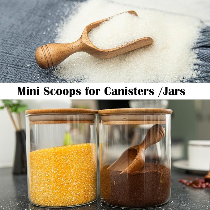 Wooden Scoops for Canisters 3PCS Wooden Scoop for Jars Acacia Mini Measuring - Image 6