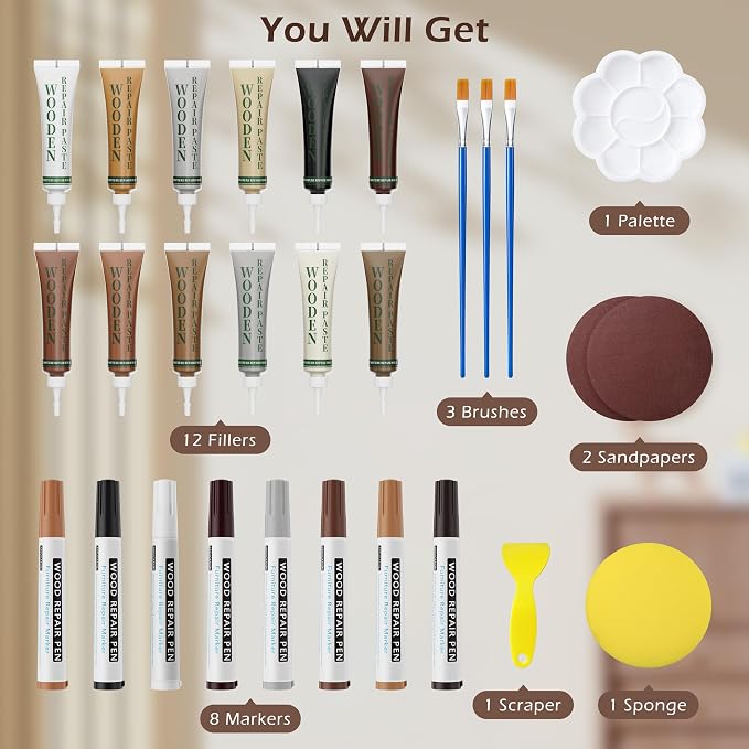 Wood Furniture Repair Kit: 12-Color Filler and 8-Color Markers - Image 7