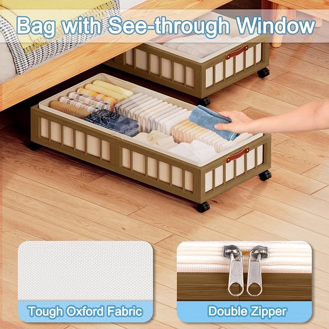 efluky 2-Pack Bamboo Under Bed Storage - Image 5
