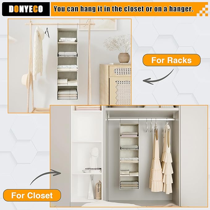 Hanging Closet Organizer, Easy Mount Foldable 5-Shelf Hanging Closet Wardrobe - Image 7