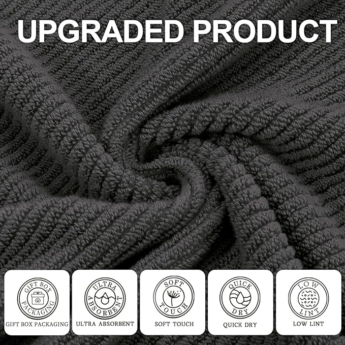 3 Piece Towel Sets for Bathroom, 1 Large Bath 30" x 56", 1 Hand 18" x 28" - Image 2