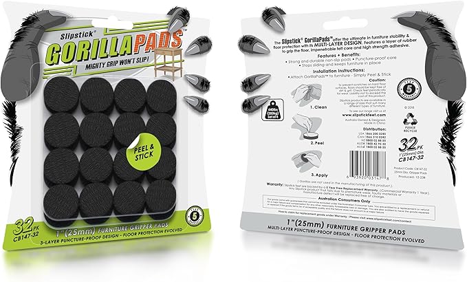 GorillaPads 1 Inch Non-Slip Furniture Pads/Gripper Feet Skids Self Adhesive - Image 2