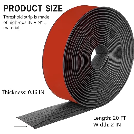 20Ft Floor Transition Strip Self Adhesive Vinyl Cover Floor Strip Flat Divider - Image 2