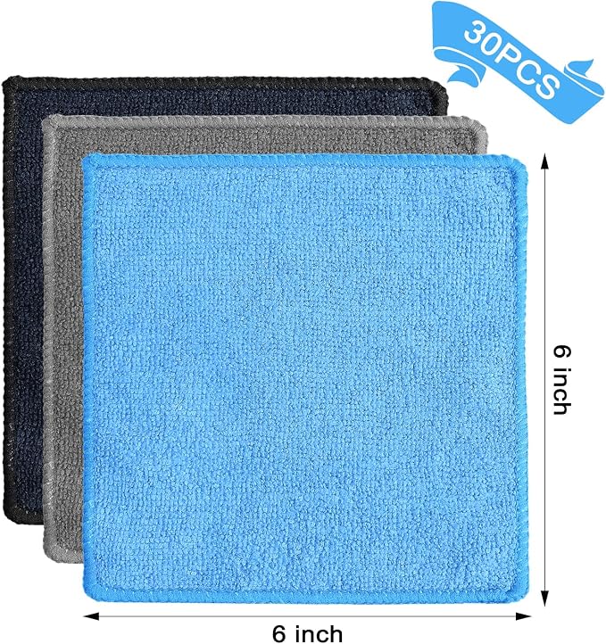 Tanlade 30 Pcs Microfiber Cleaning Cloth 6"x6" Cleaning Rags Reasonable Kitchen - Image 2