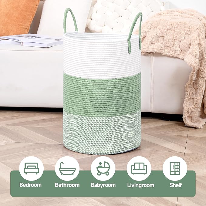 CLHMILY&Z 60L Laundry Basket Round Storage Rope Basket - Image 3