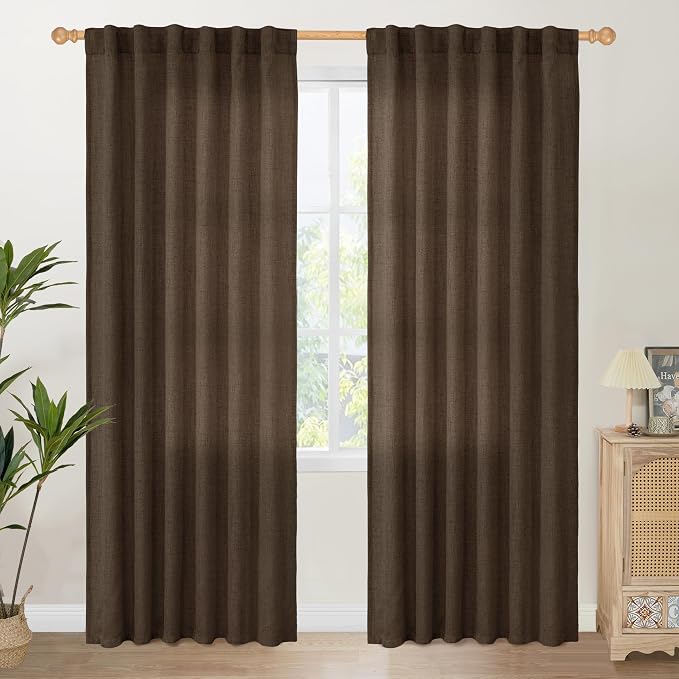 YoungsTex Brown Linen Curtains 84 Inch Length by YoungsTex