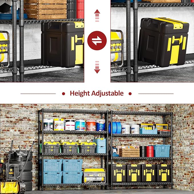 IZEUK 4-Tier Metal Garage Shelving, Heavy Duty Adjustable Storage Rack Organizer - Image 5