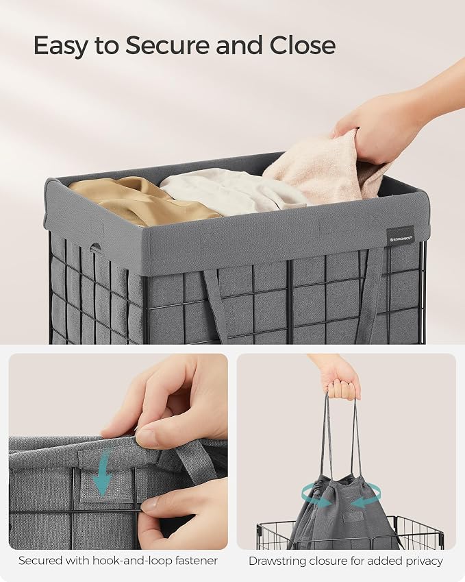 SONGMICS Laundry Hamper, 11 Gal. Laundry Basket, Collapsible Clothes Hamper - Image 4