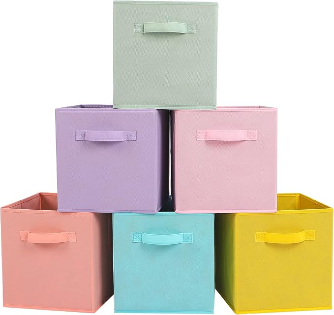 Stero Fabric Storage Bins 6 Pack Fun Colored Durable Storage Cubes by Stero