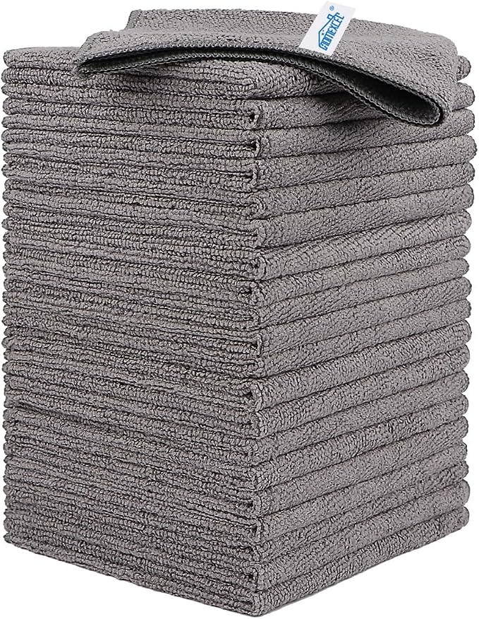 HOMEXCEL Grey Microfiber Cleaning Cloth, 24 Pack Cleaning Towels by HOMEXCEL