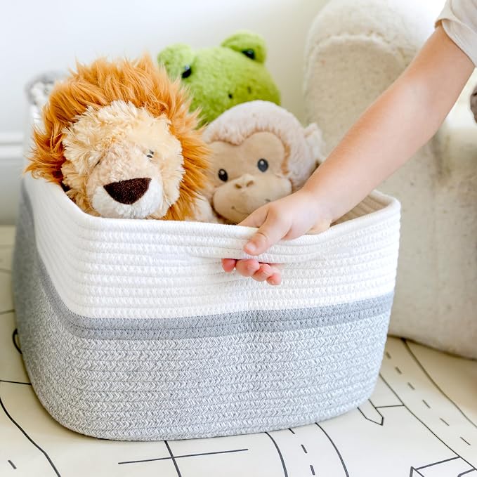 NaturalCozy Storage Baskets 16.8”x13”x7.6” Cotton Rope Woven Baskets - Image 5