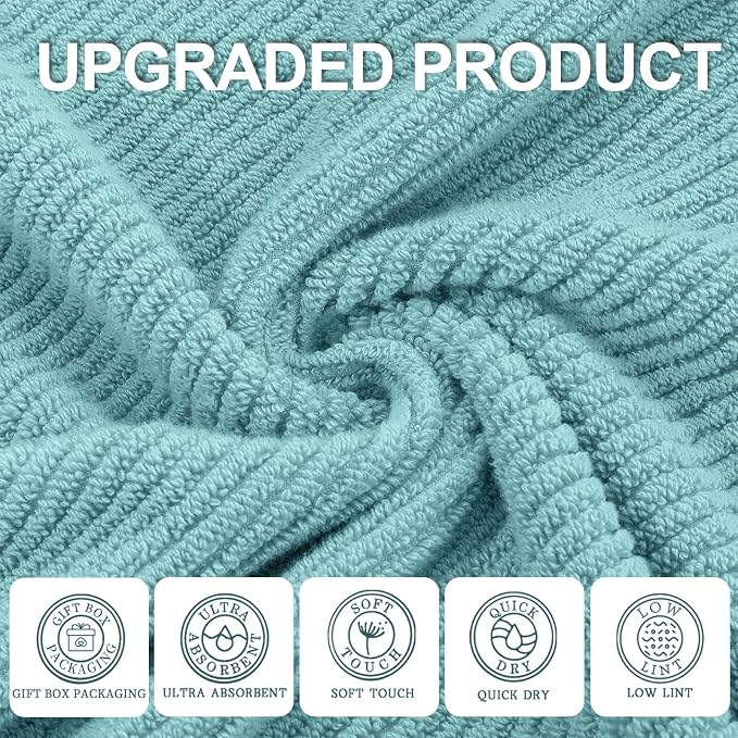 VOOVA & MOVAS Bathroom Towels Set, 100% Cotton | Quick Dry | Soft | Thick - Image 2