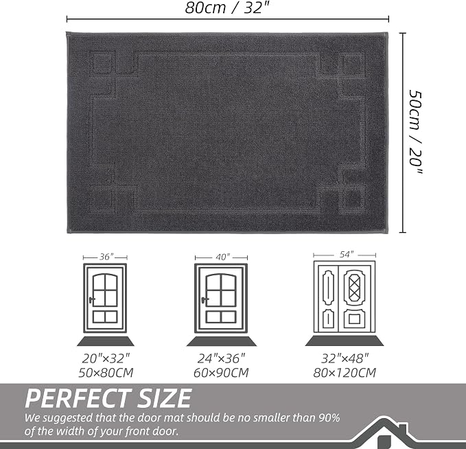 BEQHAUSE Door Mat 20" x 32", Non-Slip Door Mats Indoor Entryway Rugs Washable - Image 2