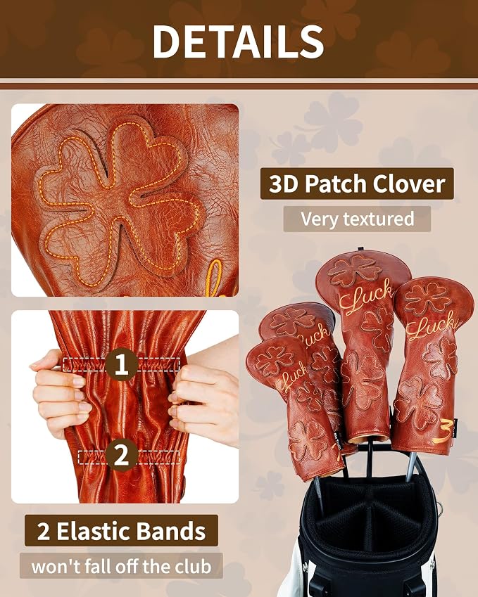 Golf Headcovers Golf Club Head Covers Four Leaf Clover Good Luck Charm - Image 3
