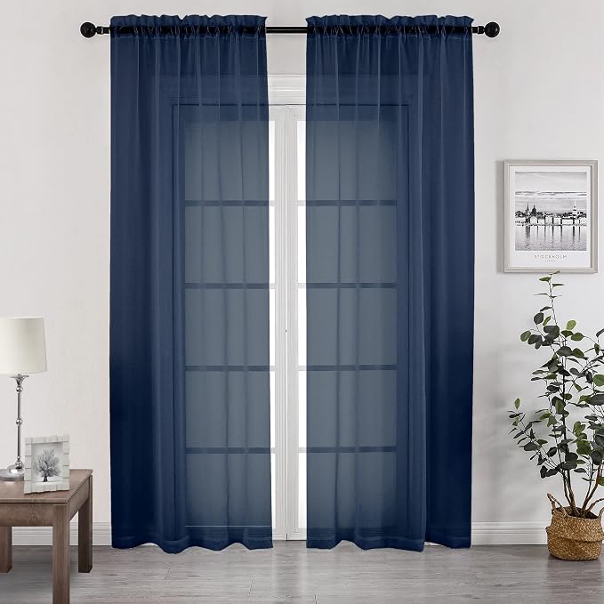 Chyhomenyc Sheer Curtains Extra Long 96 inch 2 PCS- Casual Style Airy & by Chyhomenyc