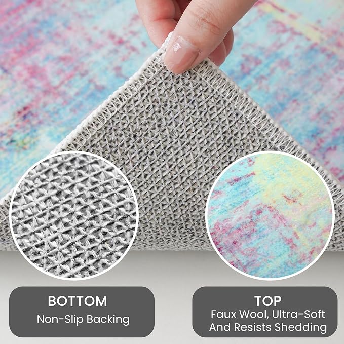 IOHOUZE Round Area Rug 5 Ft Circle Entryway Rugs Round Washable Door Mat Indoor - Image 4