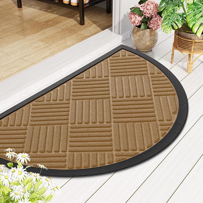 Smiry Half Circle Front Door Mat Outside Entrance, Heavy Duty Outdoor Indoor - Image 8