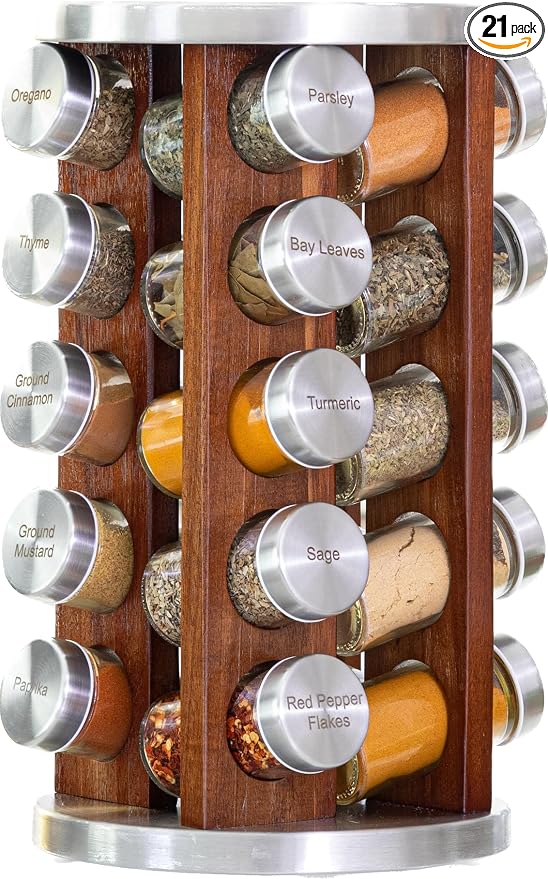 Orii 20 Jar Dark Acacia Wood Spice Rack by Orii