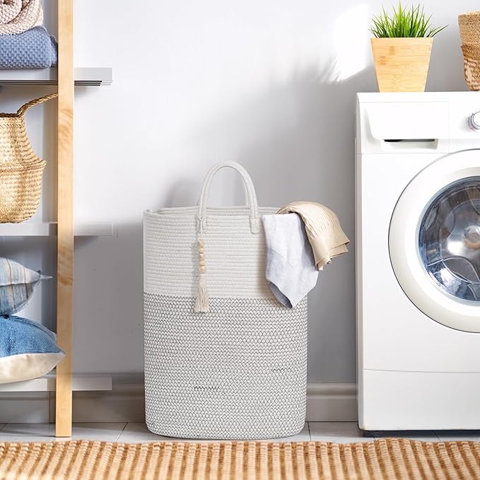 Woven Laundry Basket for Clothes, 65L Large Rectangle Laundry Hampers, Nursery - Image 2