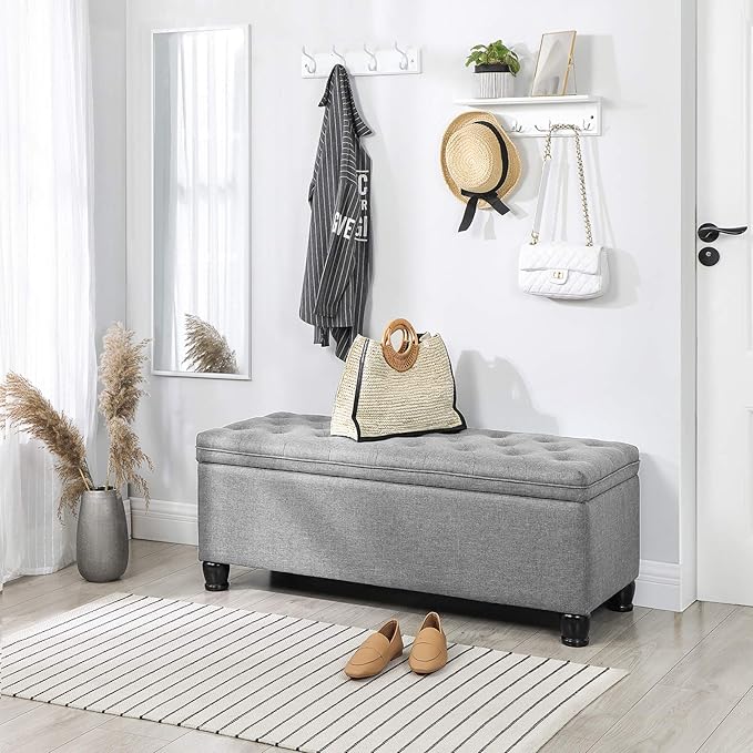 SONGMICS Storage Ottoman, Storage Bench, Tufted Entryway Bedroom Bench - Image 4
