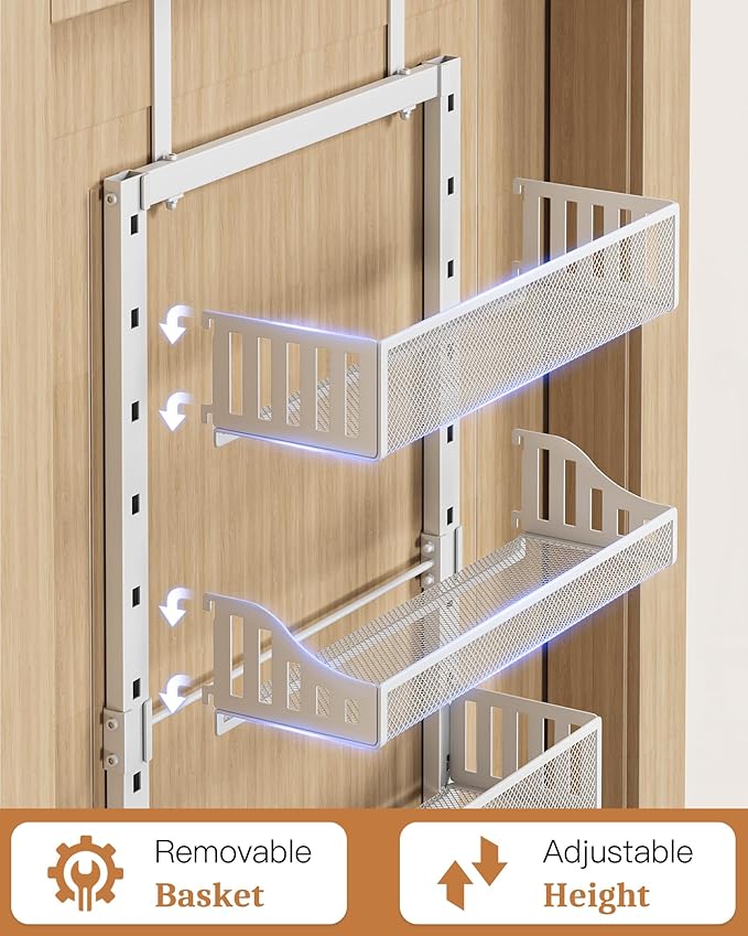 Over the Door Pantry Organizer 8-Tier, Large Metal Door Spice Rack - Image 5