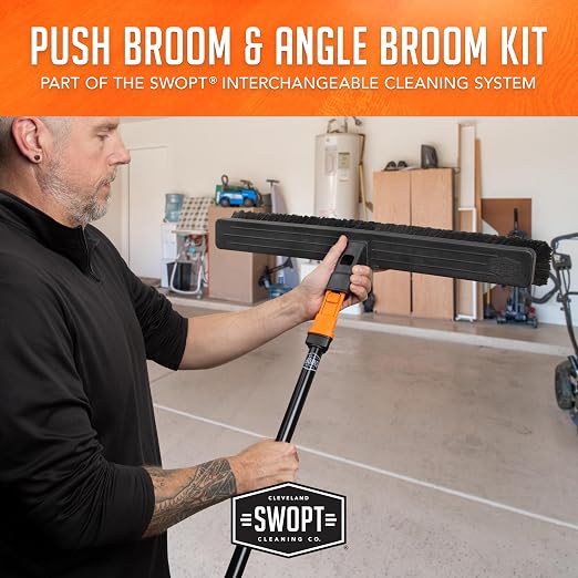 SWOPT 24” Push Broom, Angle Broom + 48” and 60" Steel Handles, Standard Combo — - Image 5