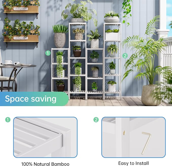 SMIBUY Bathroom Storage Shelf, 4-Tier Bamboo Rack Organizer - Image 6
