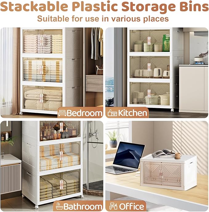 Storage Bins with Lid 48QT, Stackable Storage Containers with Wheels and - Image 6