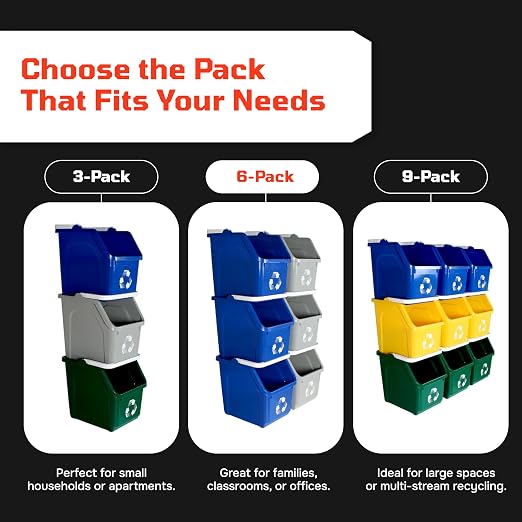 6 Gallon Stackable Recycling Bins - Image 3