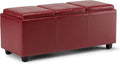 SIMPLIHOME Avalon 42 inch Wide Contemporary Rectangle Storage Ottoman in Red by SimpliHome