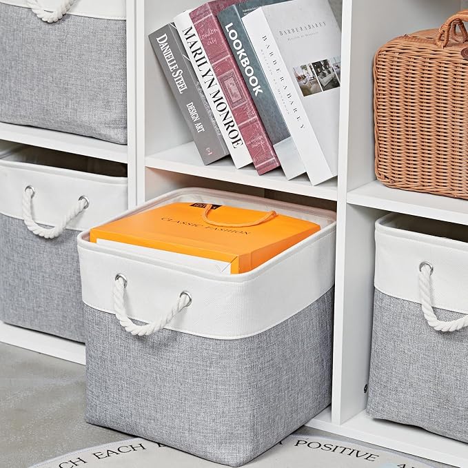 12 x 12 Inch Cube Storage Bins, 6 Pack Large Collapsible Fabric Storage Bin - Image 3
