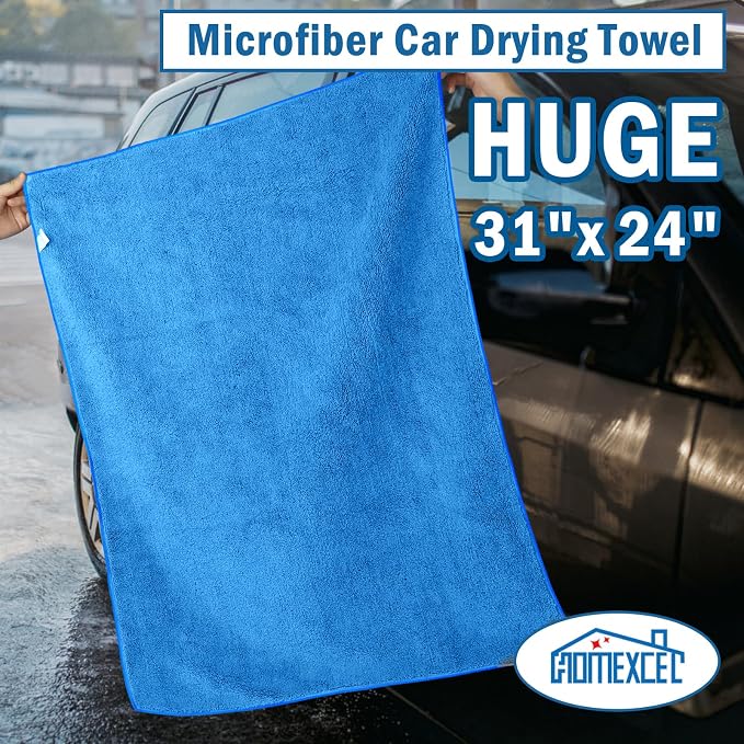 HOMEXCEL Professional Large Microfiber Car Drying Towels 2 Pack, Lint Free - Image 3