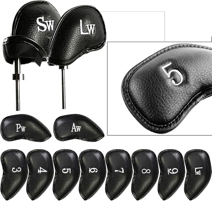 FINGER TEN Premium Synthetic Leather Stylish Iron & Wedge Golf Head Covers by FINGERTENSport