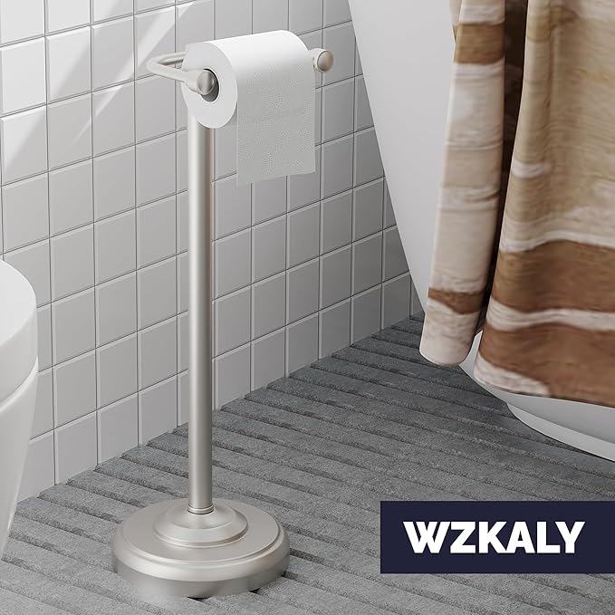 Toilet Paper Holder Stand, Brushed Nickel Toilet Paper Holder Free Standing - Image 2