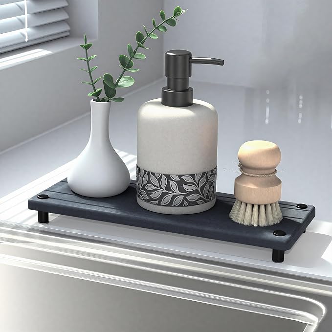 Quick Dry Sink Caddy Kitchen Sink Organizer, Water Absorbing Stone Tray - Image 7