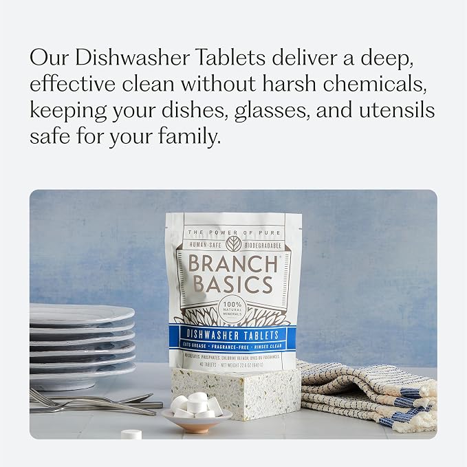 Branch Basics Dishwasher Tablets – 40 Ct, 3 Pack | Plastic-Free, Fragrance-Free - Image 3