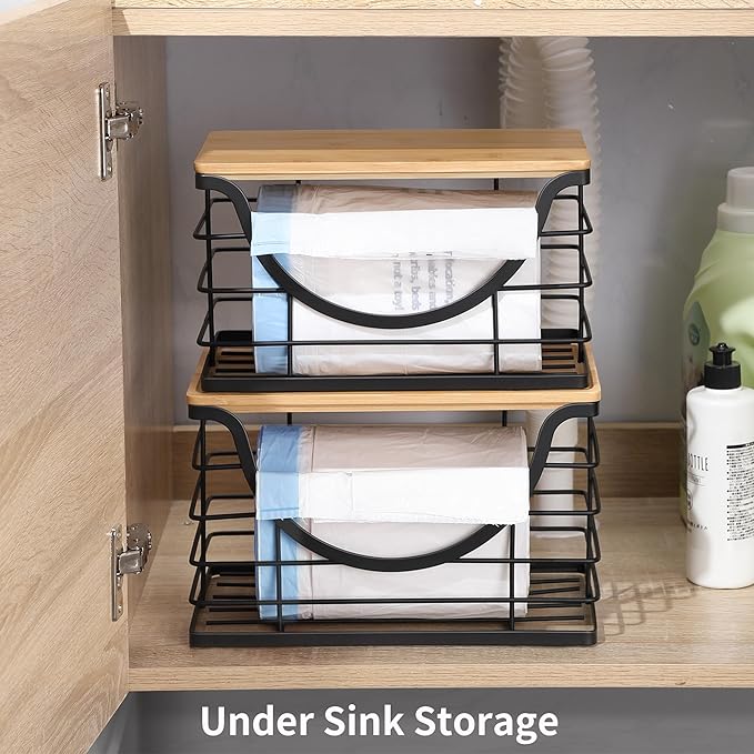 Extra Large Trash Bag Holder Under Sink 2 Pack Stackable Kitchen Storage - Image 3