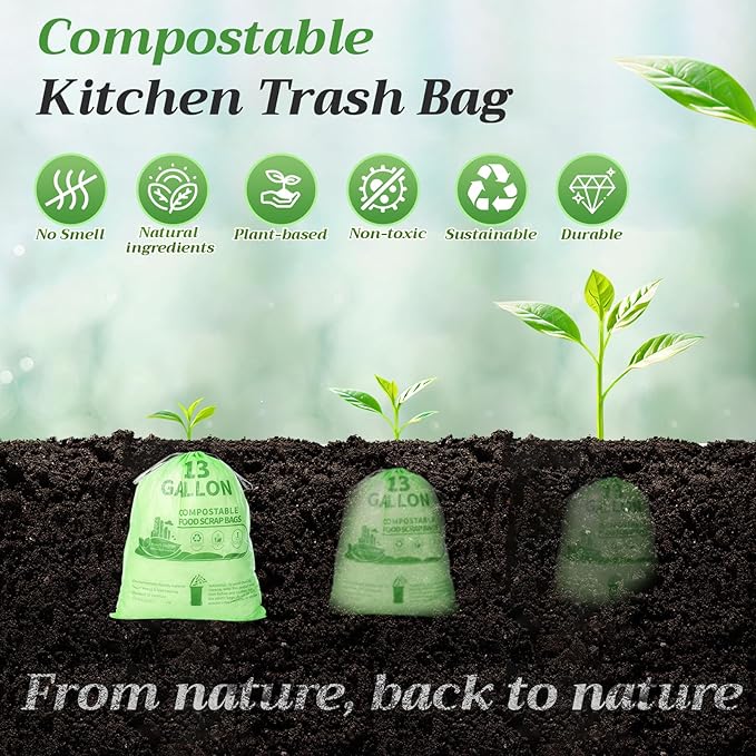 Amyhill 100 Count Compostable Kitchen Trash Bags 13 Gallon Compostable - Image 6