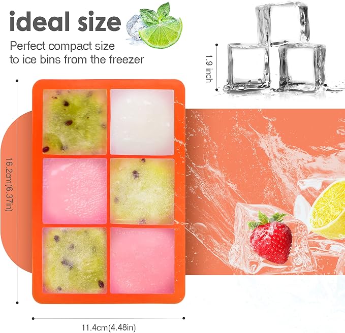 Silicone Ice Cube Trays with Lids, Large Square Ice Cube Molds - Image 3