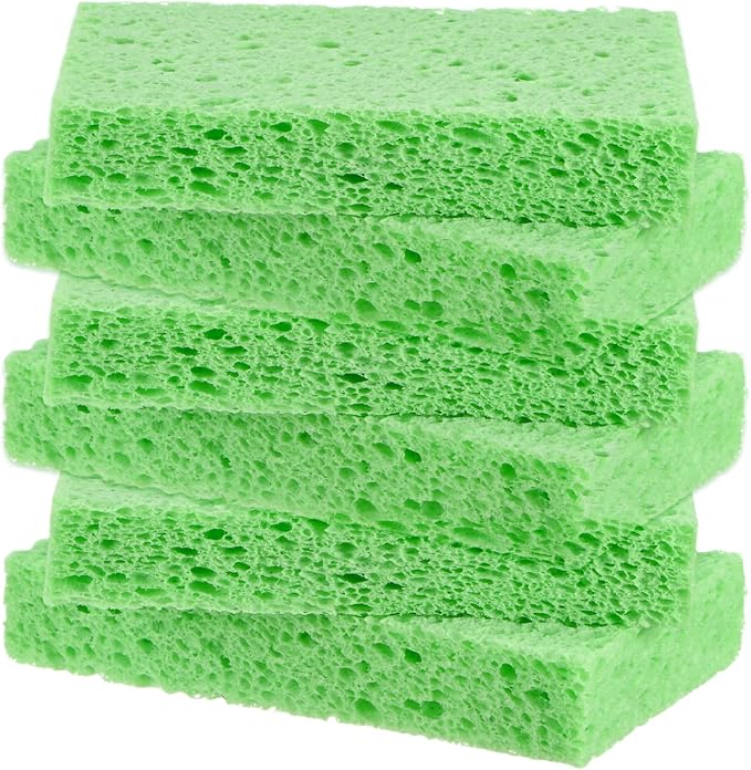 6-Pack Kitchen Sponges, Condense Eco Cellulose Non-Scratch Scrub Heavy Sponge by MMETERXITY