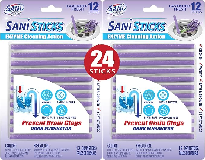 SANI 360° Sani Sticks Drain Cleaner and Deodorizer, Lavender Scent Enzyme Pipe by SANI360%C2%B0